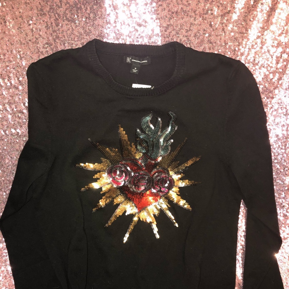 Sequin Sacred Heart Sweater